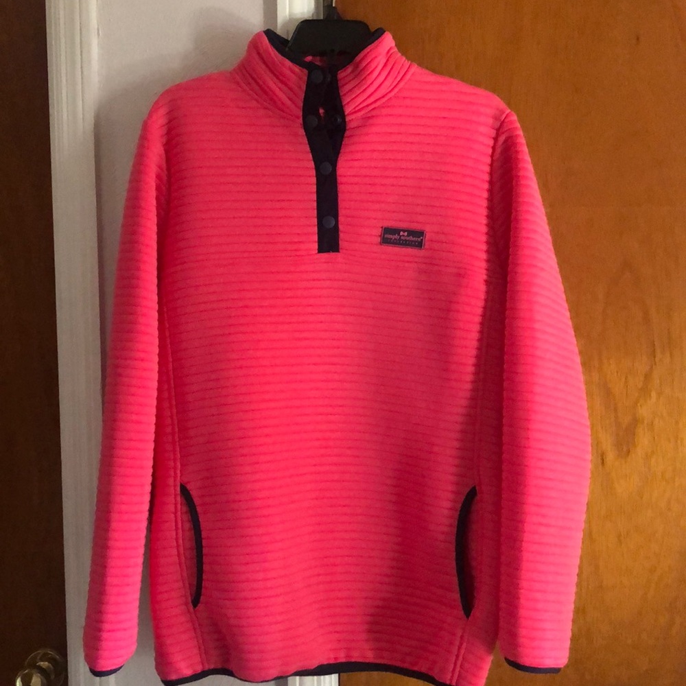 Simply Southern Pink Ribbed Quarter-Snap Pullover